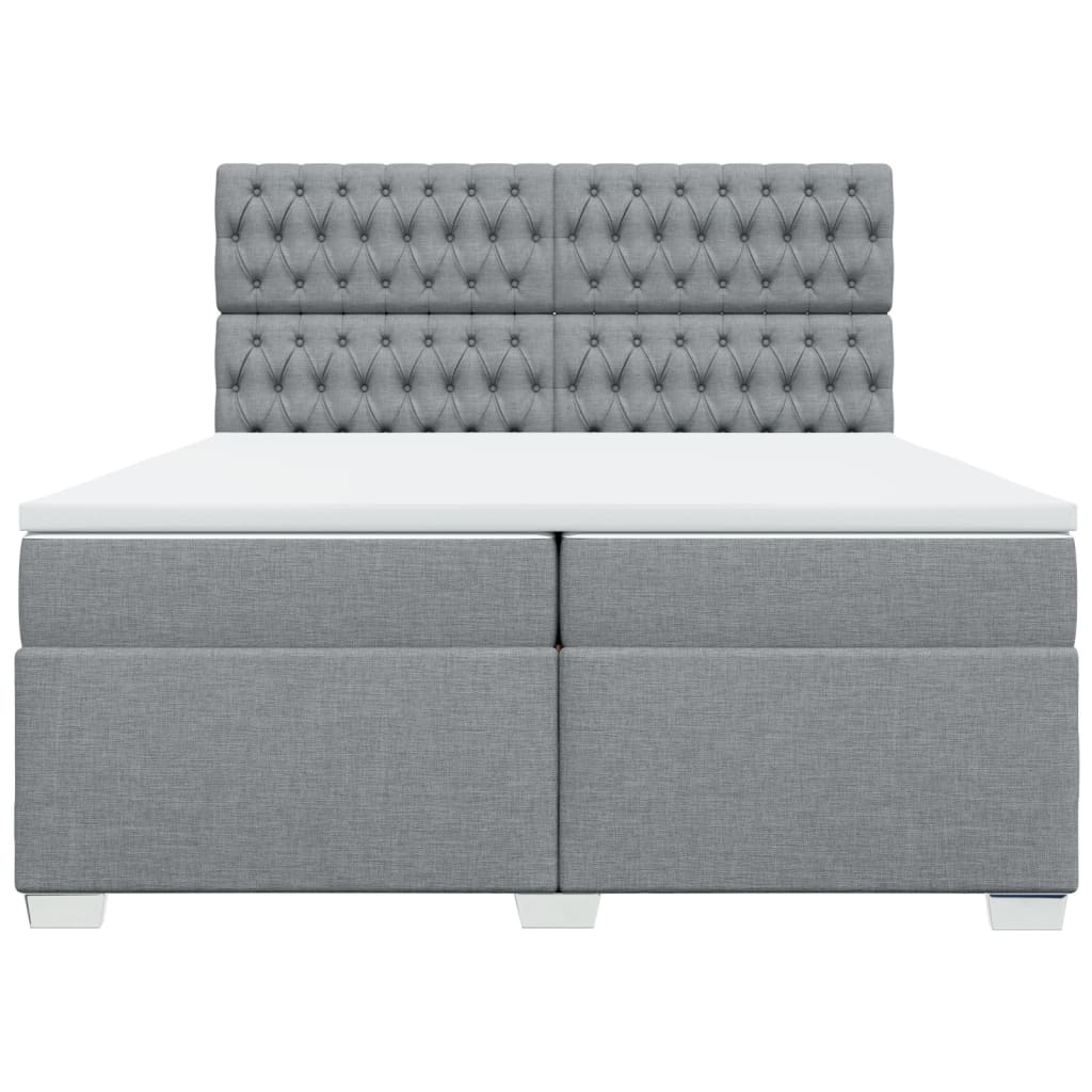 vidaXL Κρεβάτι Boxspring με Στρώμα Ανοιχτό Γκρι 200x200 εκ. Υφασμάτινο