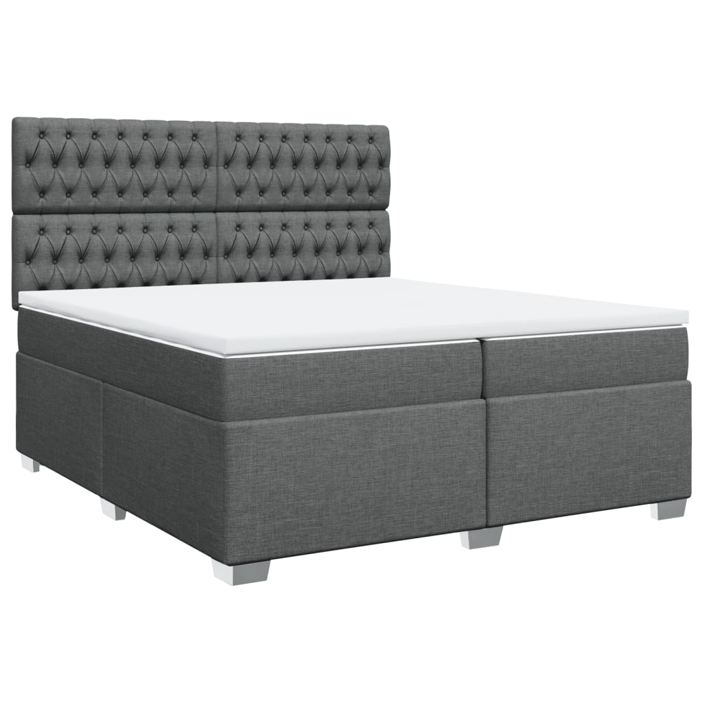 vidaXL Κρεβάτι Boxspring με Στρώμα Σκούρο Γκρι 200x200 εκ. Υφασμάτινο