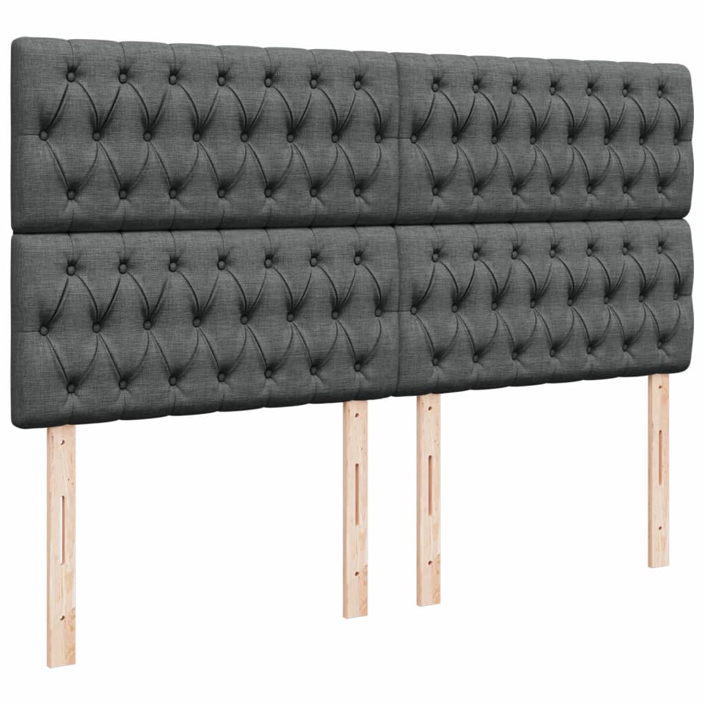 vidaXL Κρεβάτι Boxspring με Στρώμα Σκούρο Γκρι 200x200 εκ. Υφασμάτινο