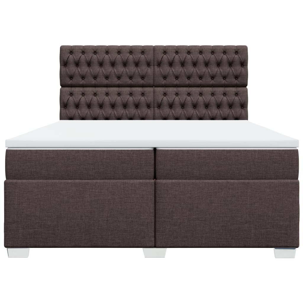 vidaXL Κρεβάτι Boxspring με Στρώμα Σκούρο Καφέ 200x200 εκ. Υφασμάτινο
