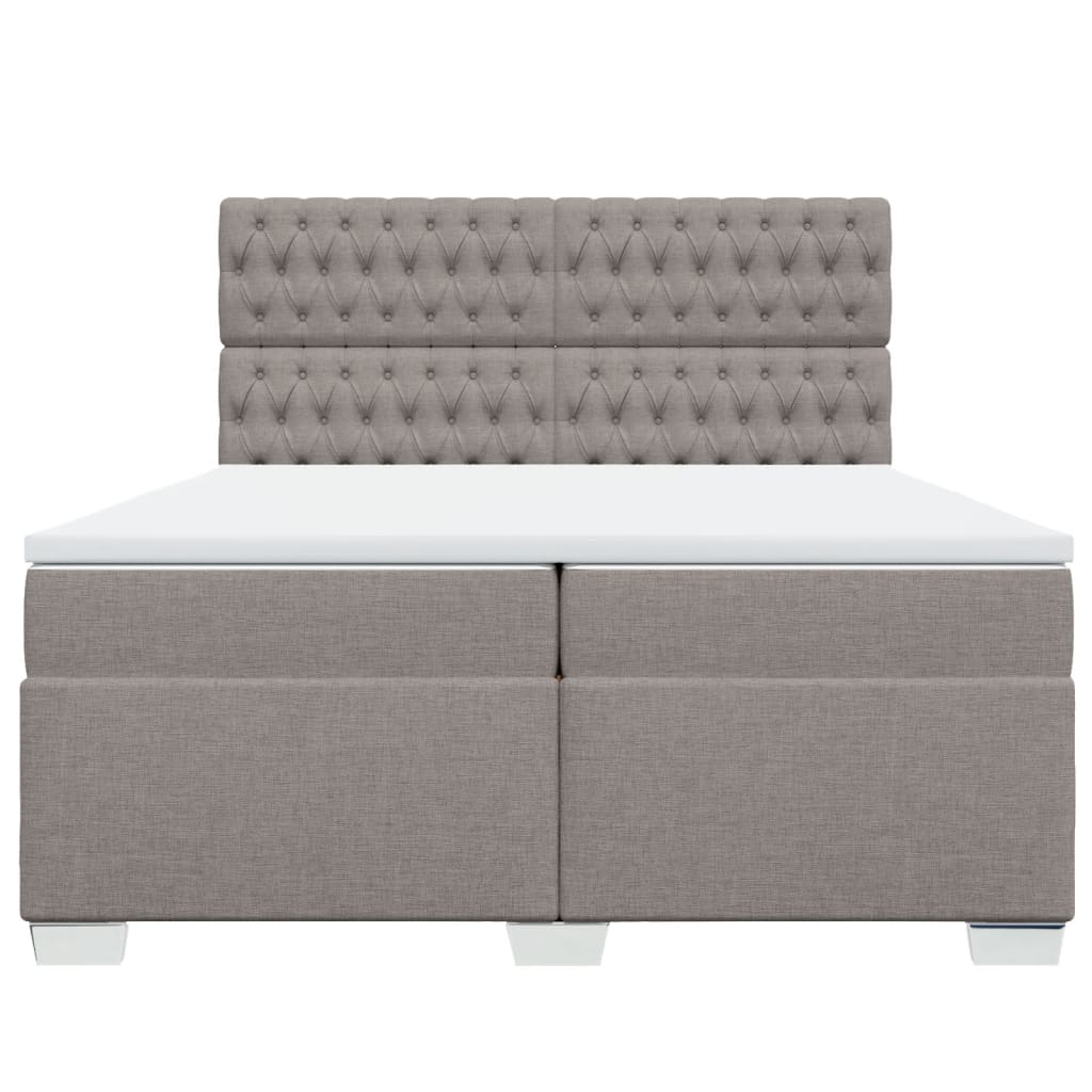 vidaXL Κρεβάτι Boxspring με Στρώμα Taupe 200x200 εκ. Υφασμάτινο