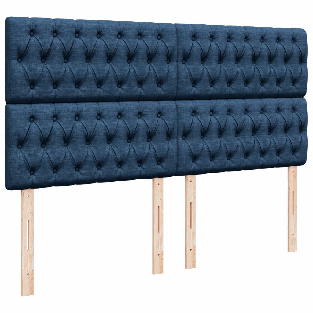 vidaXL Κρεβάτι Boxspring με Στρώμα Μπλε 200x200 εκ. Υφασμάτινο