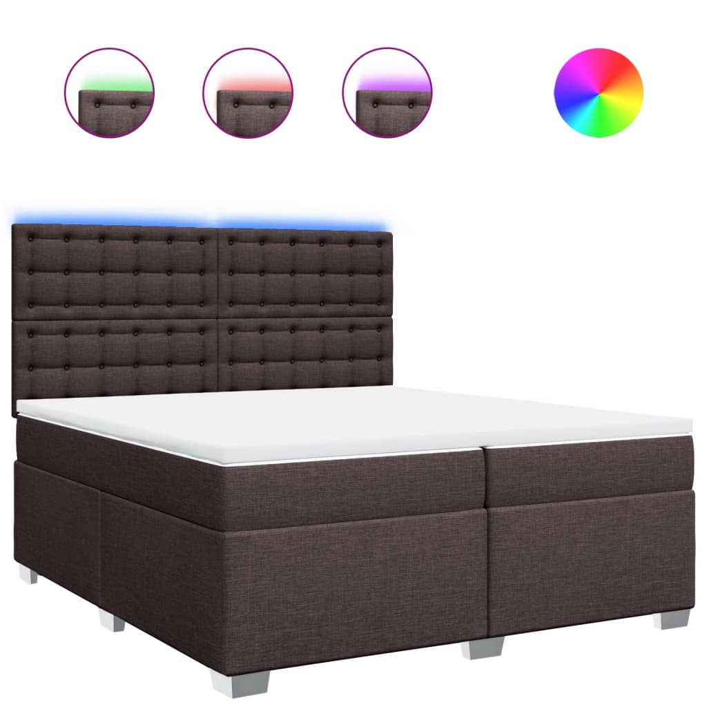 vidaXL Κρεβάτι Boxspring με Στρώμα Σκούρο Καφέ 200x200 εκ. Υφασμάτινο
