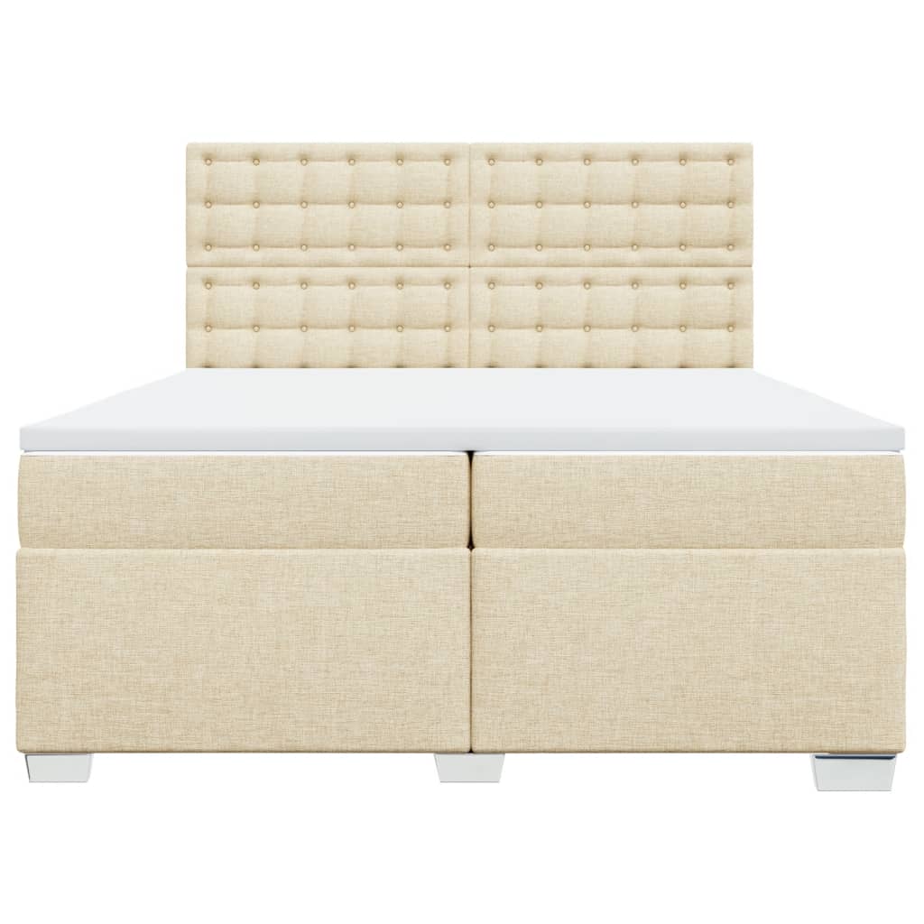 vidaXL Κρεβάτι Boxspring με Στρώμα Κρεμ 200x200 εκ. Υφασμάτινο