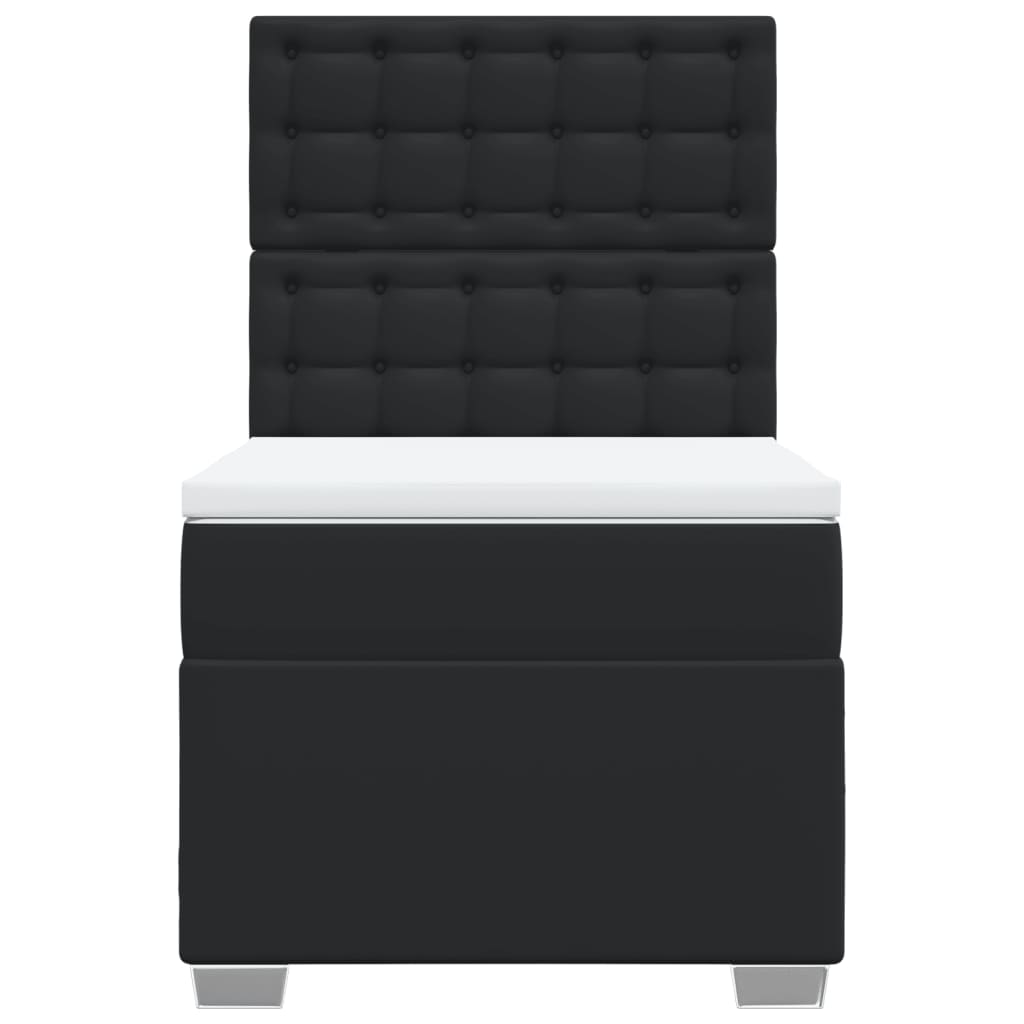 vidaXL Κρεβάτι Boxspring με Στρώμα Μαύρο 80 x 200 εκ. Συνθετικό Δέρμα
