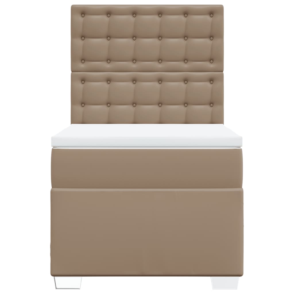 vidaXL Κρεβάτι Boxspring με Στρώμα Καπουτσίνο 80x200 εκ. Συνθ. Δέρμα