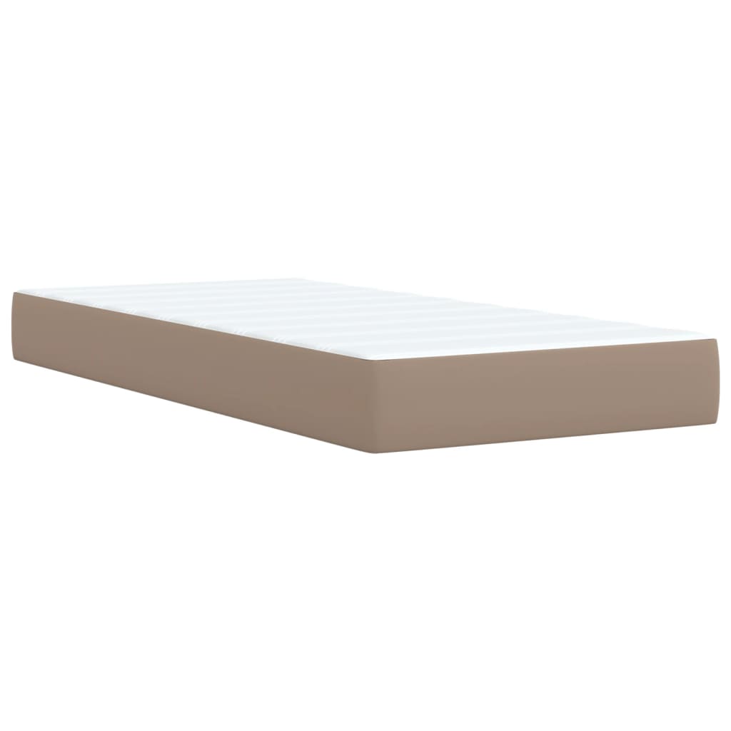 vidaXL Κρεβάτι Boxspring με Στρώμα Καπουτσίνο 90x190εκ.από Συνθ. Δέρμα