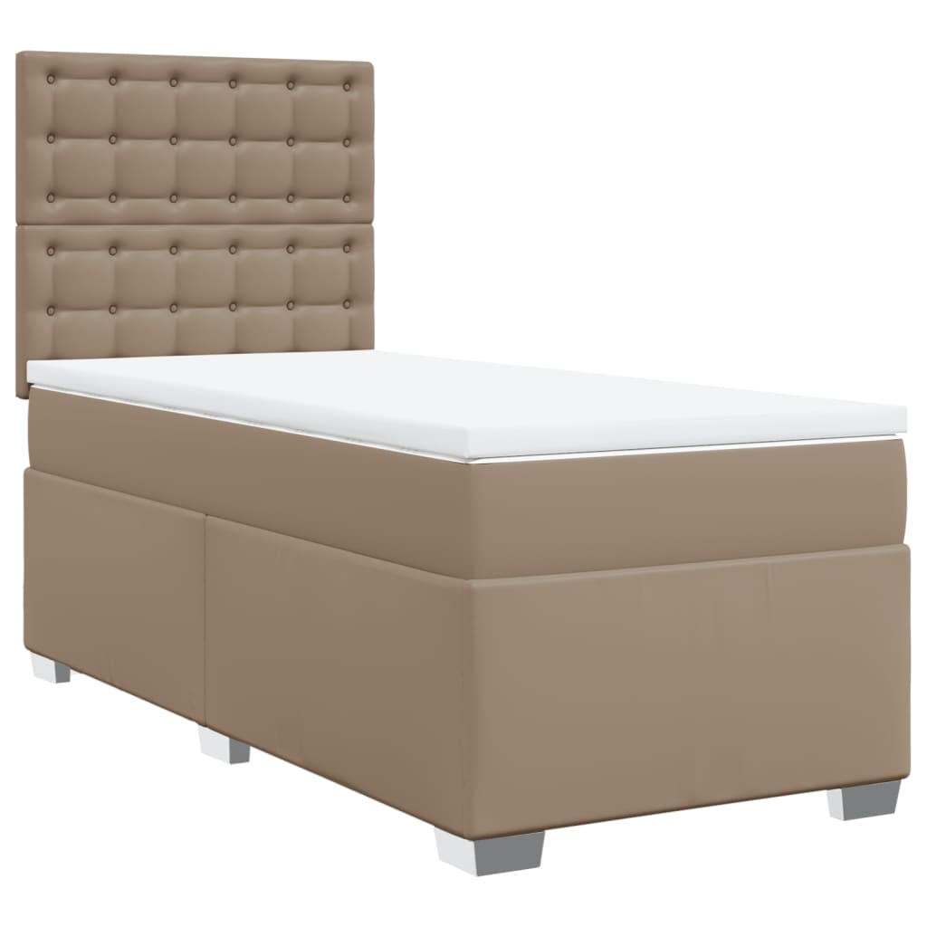 vidaXL Κρεβάτι Boxspring με Στρώμα Καπουτσίνο 90x200εκ.από Συνθ. Δέρμα
