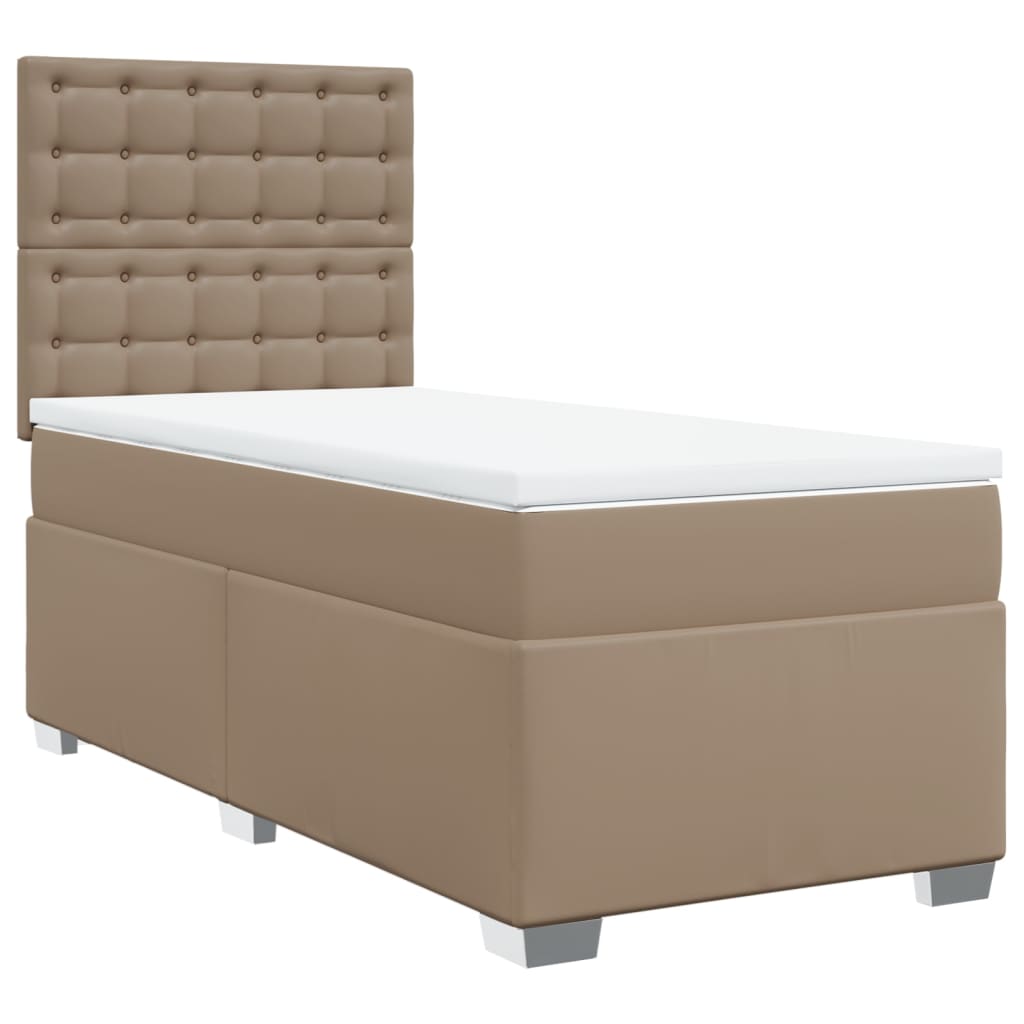 vidaXL Κρεβάτι Boxspring με Στρώμα Καπουτσίνο 100x200εκ.από Συνθ.Δέρμα