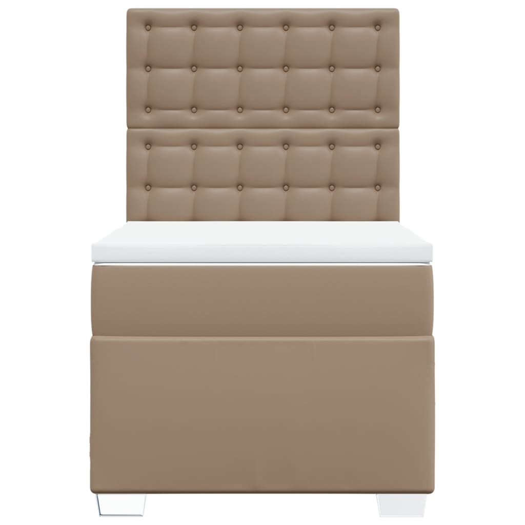 vidaXL Κρεβάτι Boxspring με Στρώμα Καπουτσίνο 100x200εκ.από Συνθ.Δέρμα