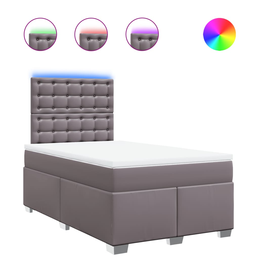 vidaXL Κρεβάτι Boxspring με Στρώμα Γκρι 120x200εκ. από Συνθετικό Δέρμα