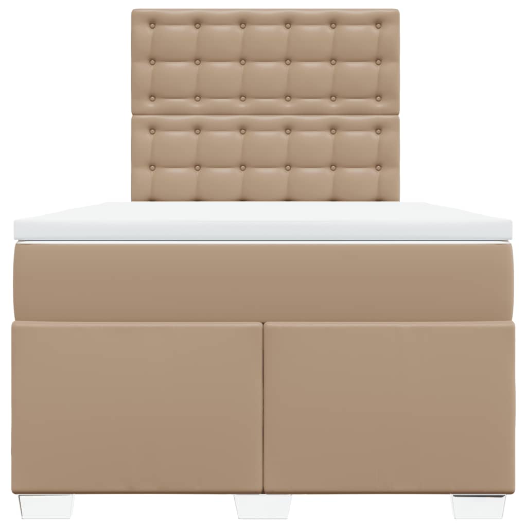 vidaXL Κρεβάτι Boxspring με Στρώμα Καπουτσίνο 120x200εκ.από Συνθ.Δέρμα