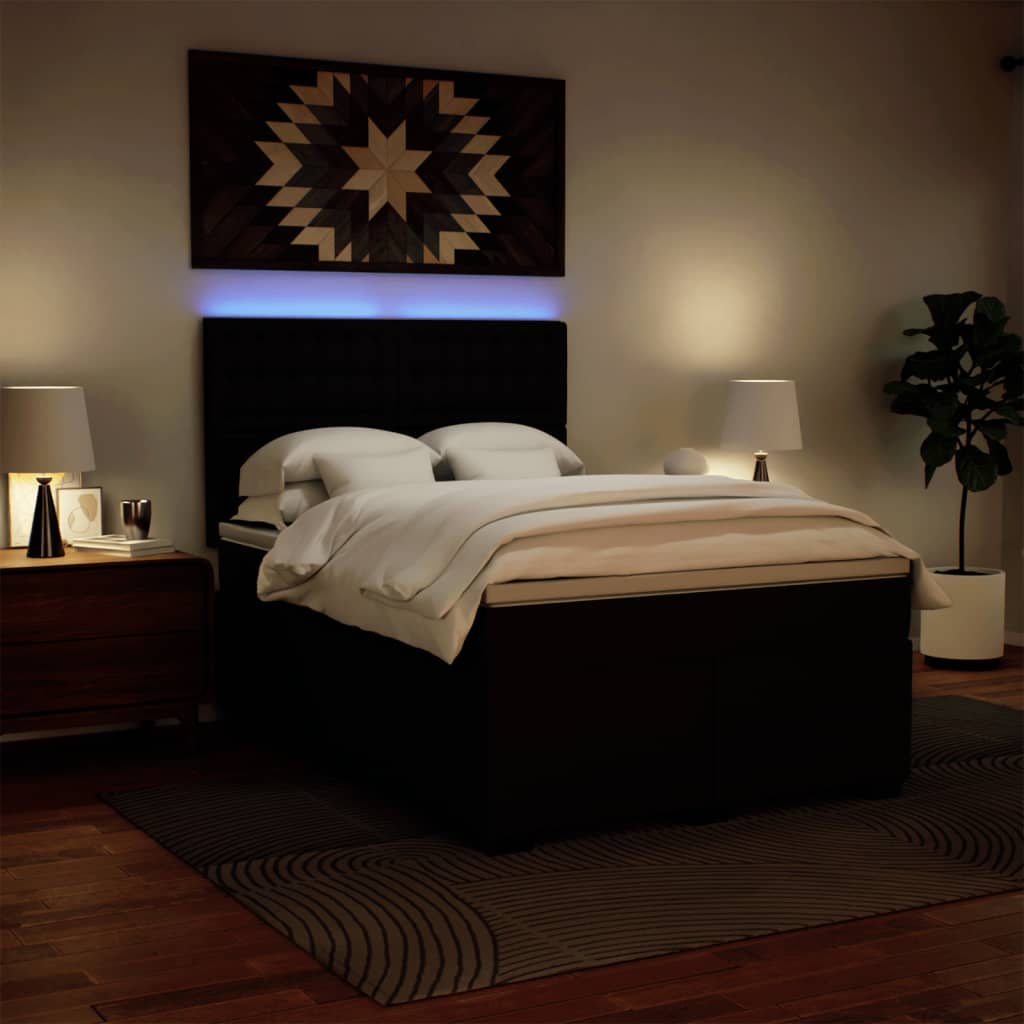 vidaXL Κρεβάτι Boxspring με Στρώμα Μαύρο 140x190εκ.από Συνθετικό Δέρμα