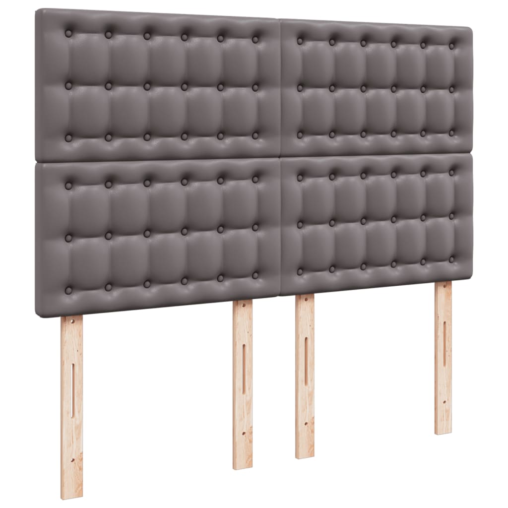 vidaXL Κρεβάτι Boxspring με Στρώμα Γκρι 140x190εκ. από Συνθετικό Δέρμα