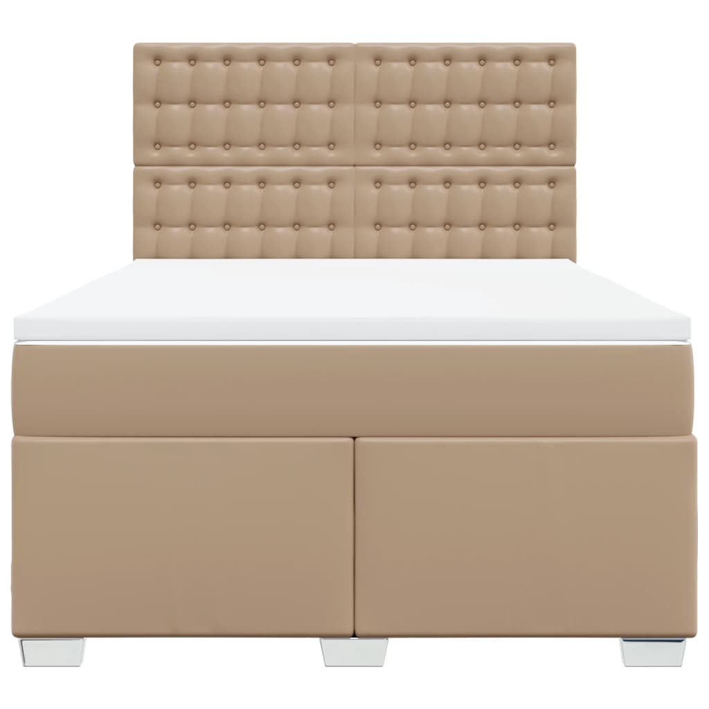 vidaXL Κρεβάτι Boxspring με Στρώμα Καπουτσίνο 140x200εκ.από Συνθ.Δέρμα