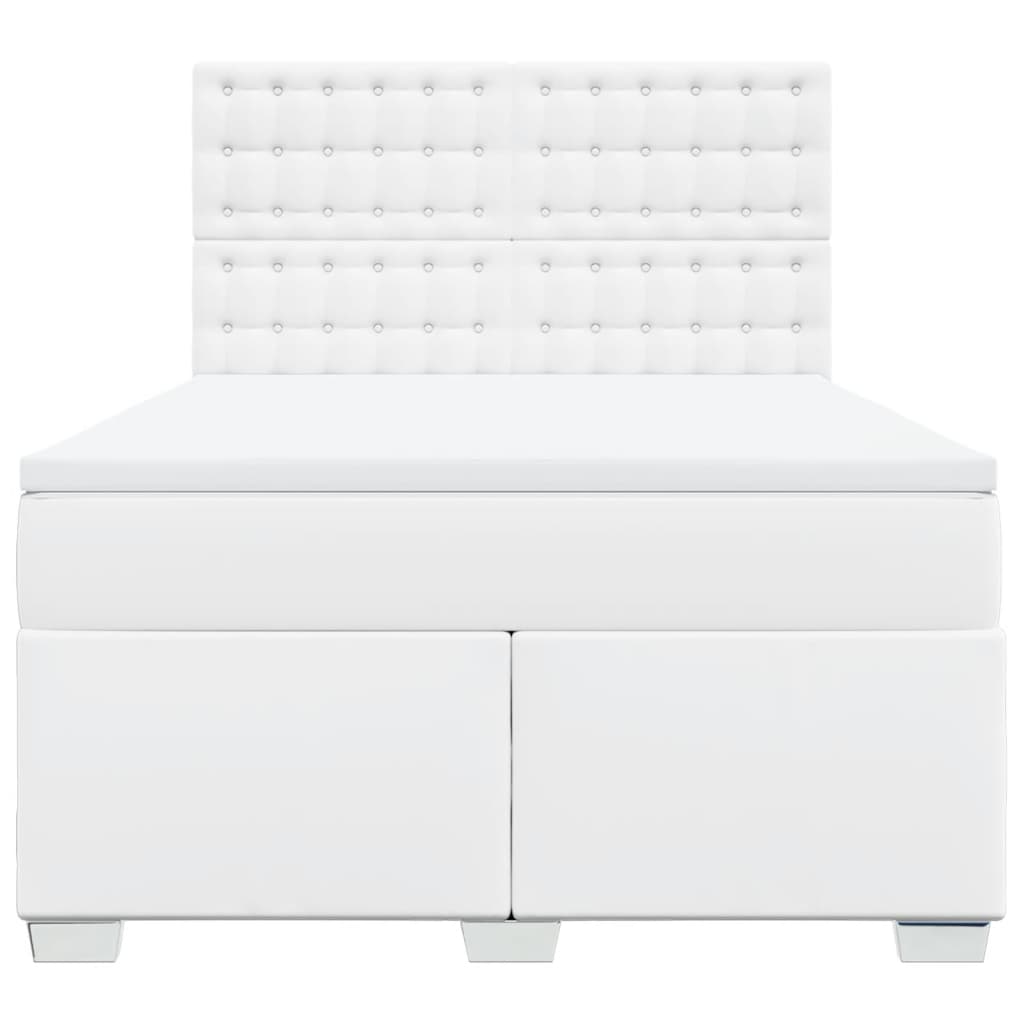 vidaXL Κρεβάτι Boxspring με Στρώμα Λευκό 160x200εκ.από Συνθετικό Δέρμα