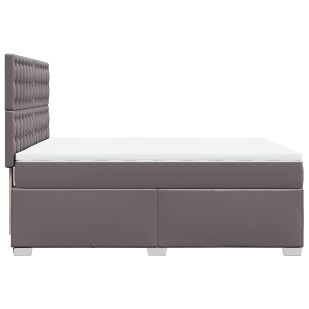 vidaXL Κρεβάτι Boxspring με Στρώμα Γκρι 160x200εκ. από Συνθετικό Δέρμα