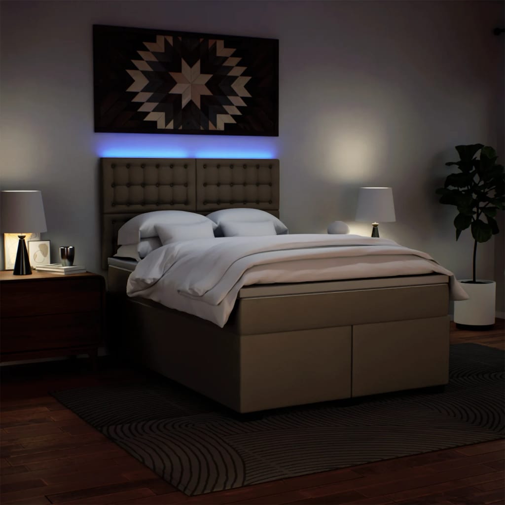 vidaXL Κρεβάτι Boxspring με Στρώμα Καπουτσίνο 160x200εκ.από Συνθ.Δέρμα