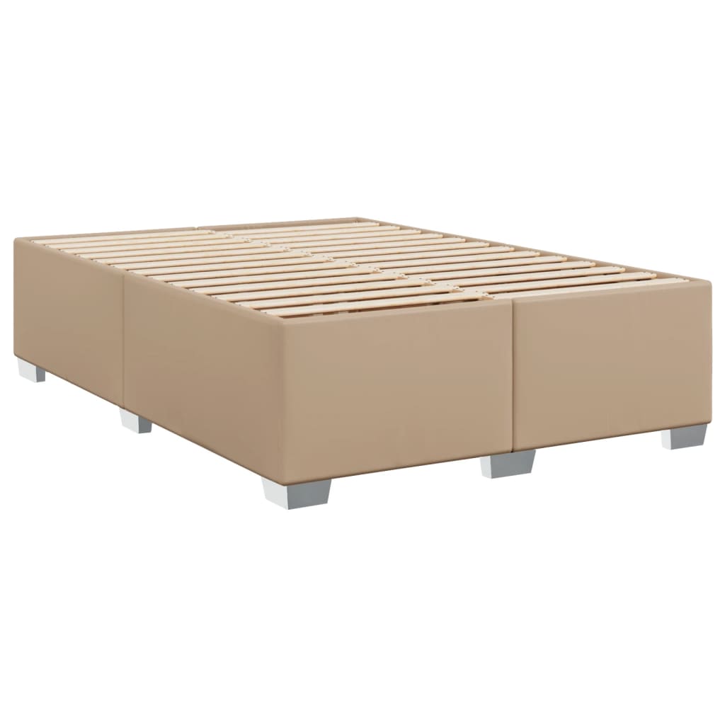 vidaXL Κρεβάτι Boxspring με Στρώμα Καπουτσίνο 160x200εκ.από Συνθ.Δέρμα