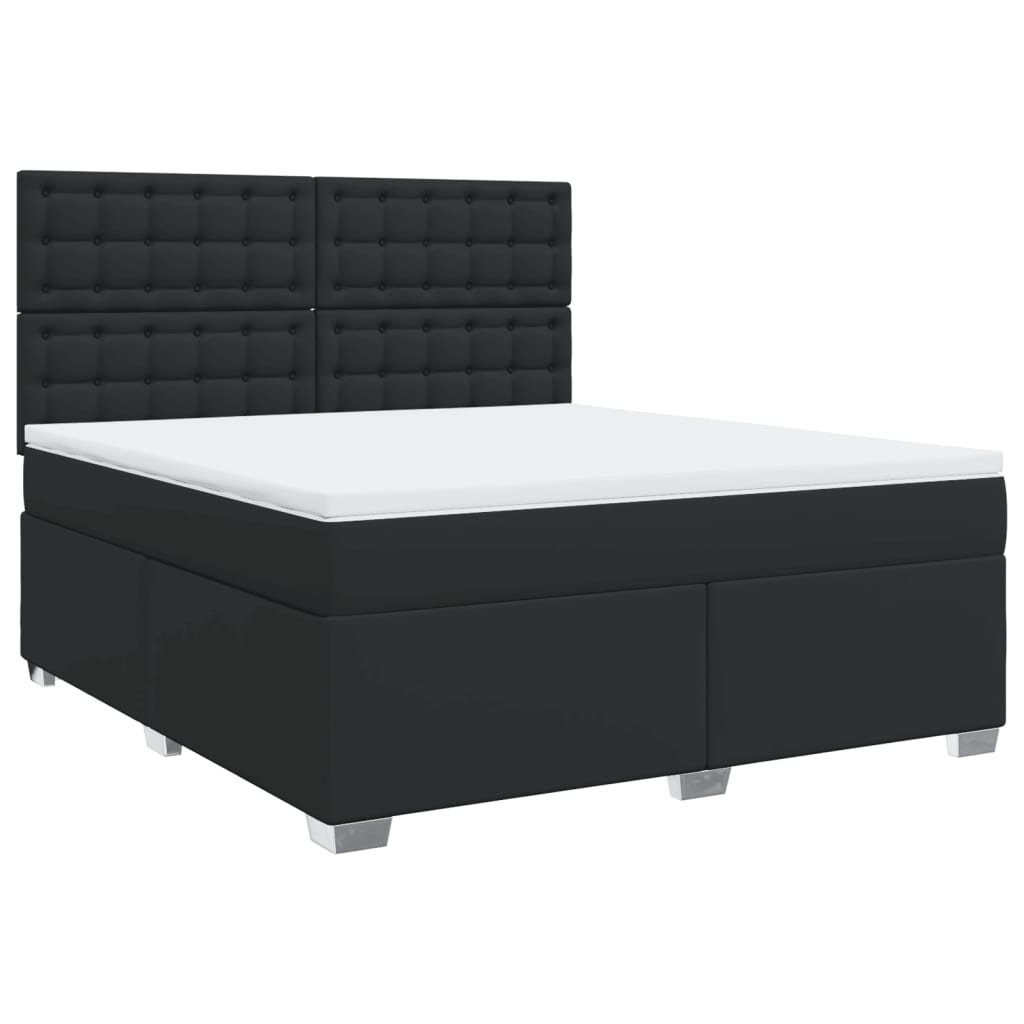 vidaXL Κρεβάτι Boxspring με Στρώμα Μαύρο 180x200εκ.από Συνθετικό Δέρμα