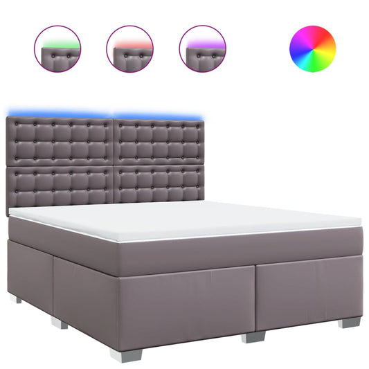 vidaXL Κρεβάτι Boxspring με Στρώμα Γκρι 180x200 εκ. Συνθετικό Δέρμα