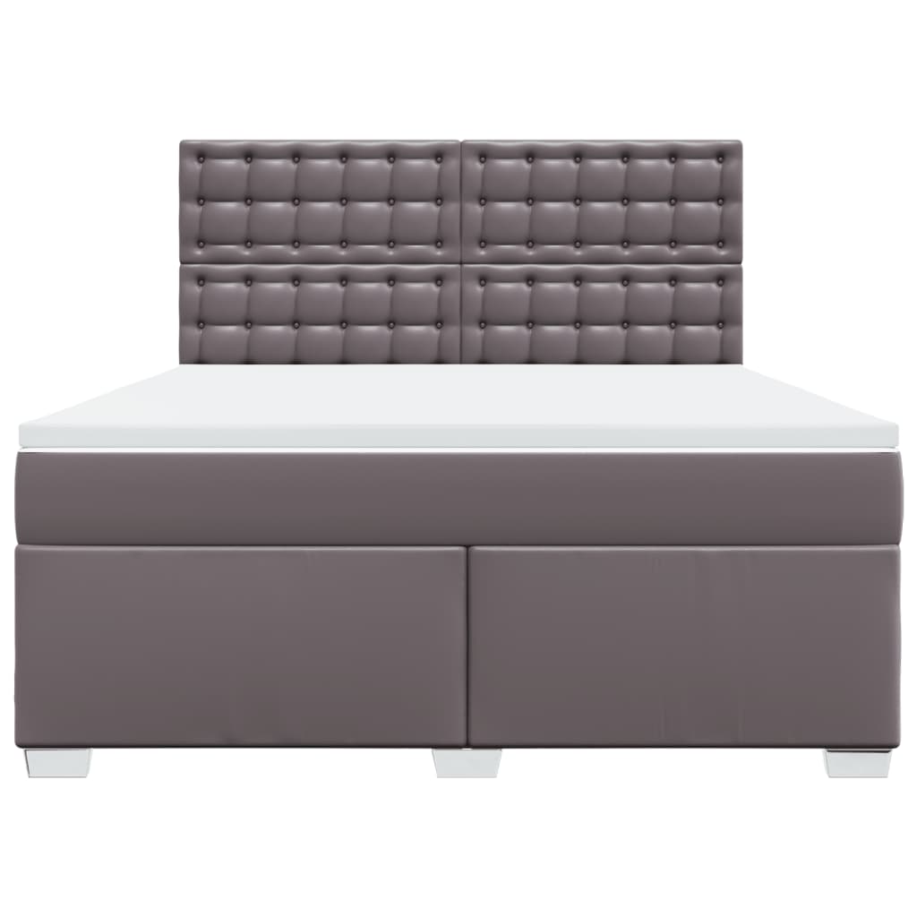 vidaXL Κρεβάτι Boxspring με Στρώμα Γκρι 180x200 εκ. Συνθετικό Δέρμα