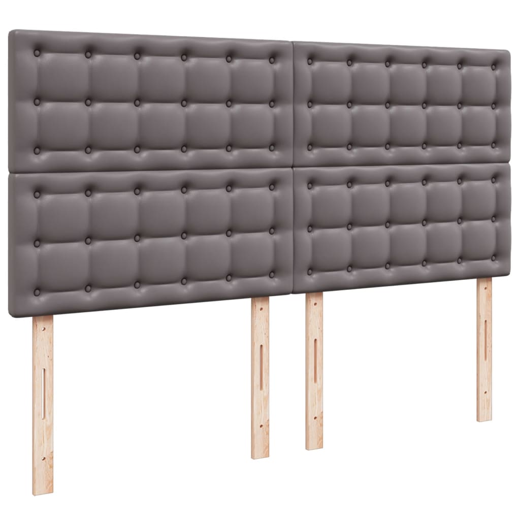 vidaXL Κρεβάτι Boxspring με Στρώμα Γκρι 180x200 εκ. Συνθετικό Δέρμα