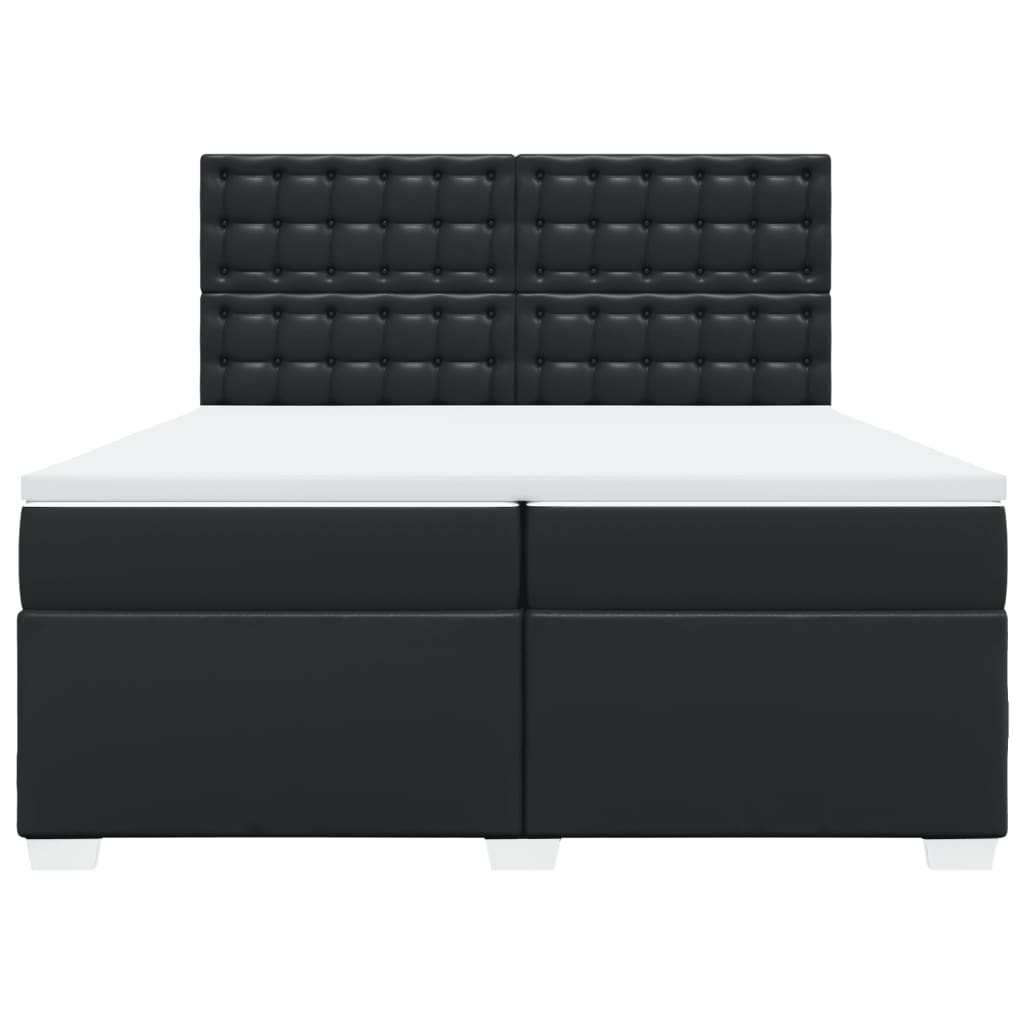 vidaXL Κρεβάτι Boxspring με Στρώμα Μαύρο 200x200 εκ. Συνθετικό Δέρμα