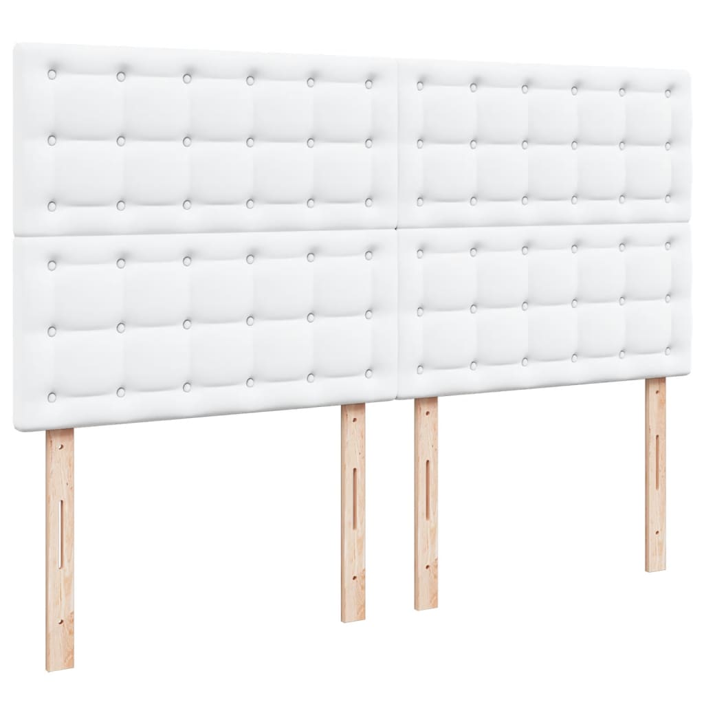 vidaXL Κρεβάτι Boxspring με Στρώμα Λευκό 200x200 εκ. Συνθετικό Δέρμα