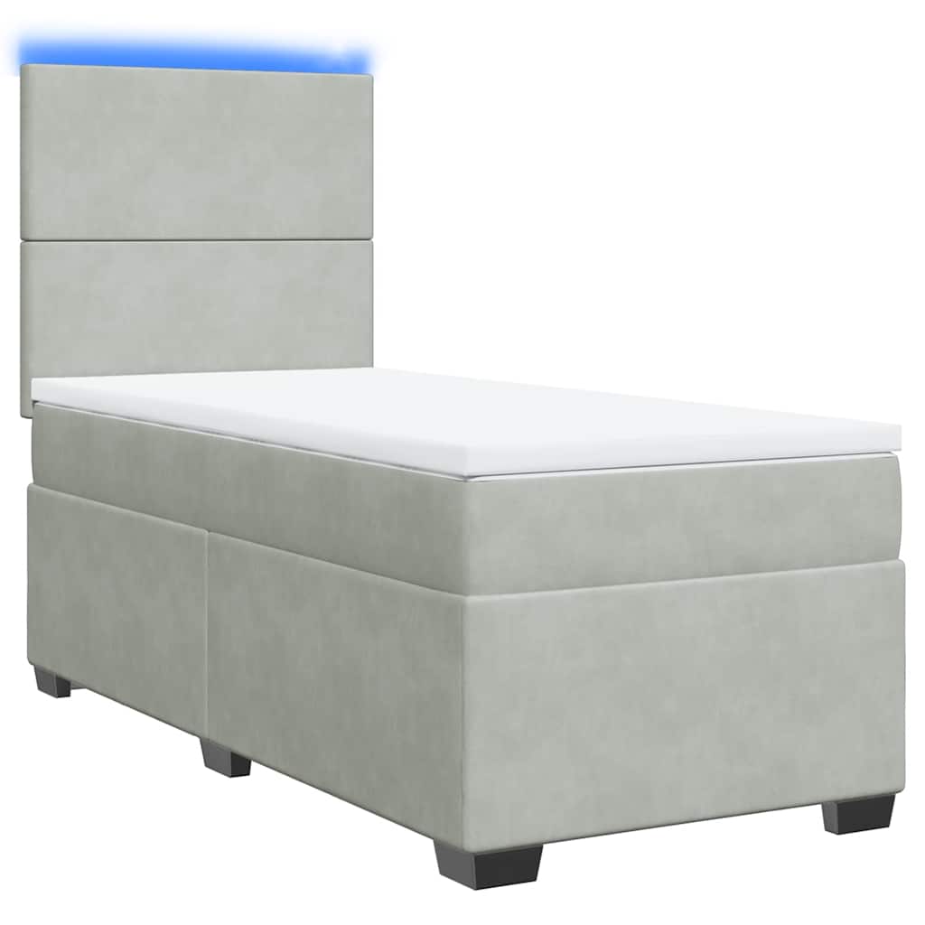 vidaXL Κρεβάτι Boxspring με Στρώμα Ανοιχτό Γκρι 80x200 εκ. Βελούδινο