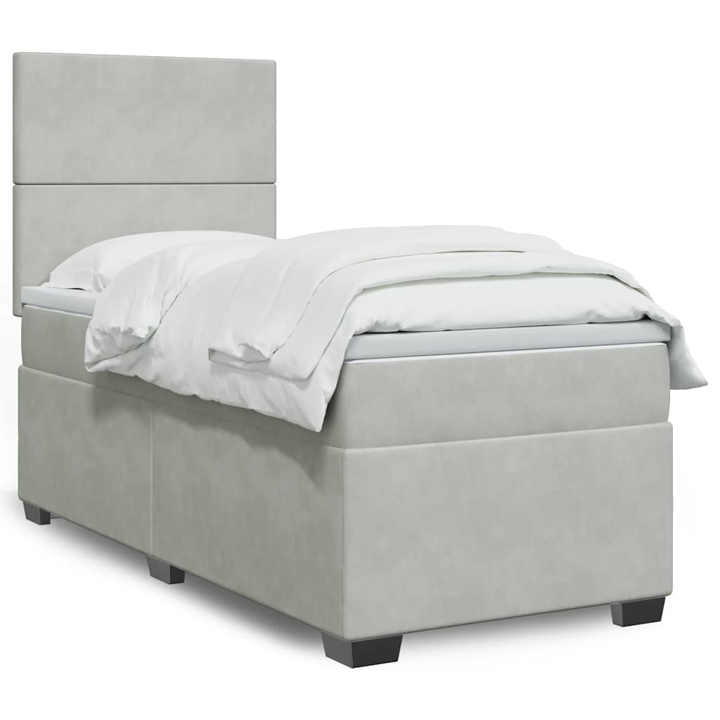 vidaXL Κρεβάτι Boxspring με Στρώμα Ανοιχτό Γκρι 80x200 εκ. Βελούδινο