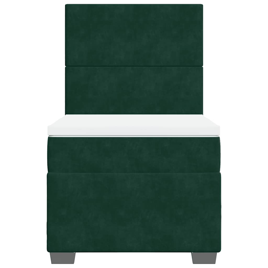 vidaXL Κρεβάτι Boxspring με Στρώμα Σκούρο Πράσινο 80x200 εκ. Βελούδινο