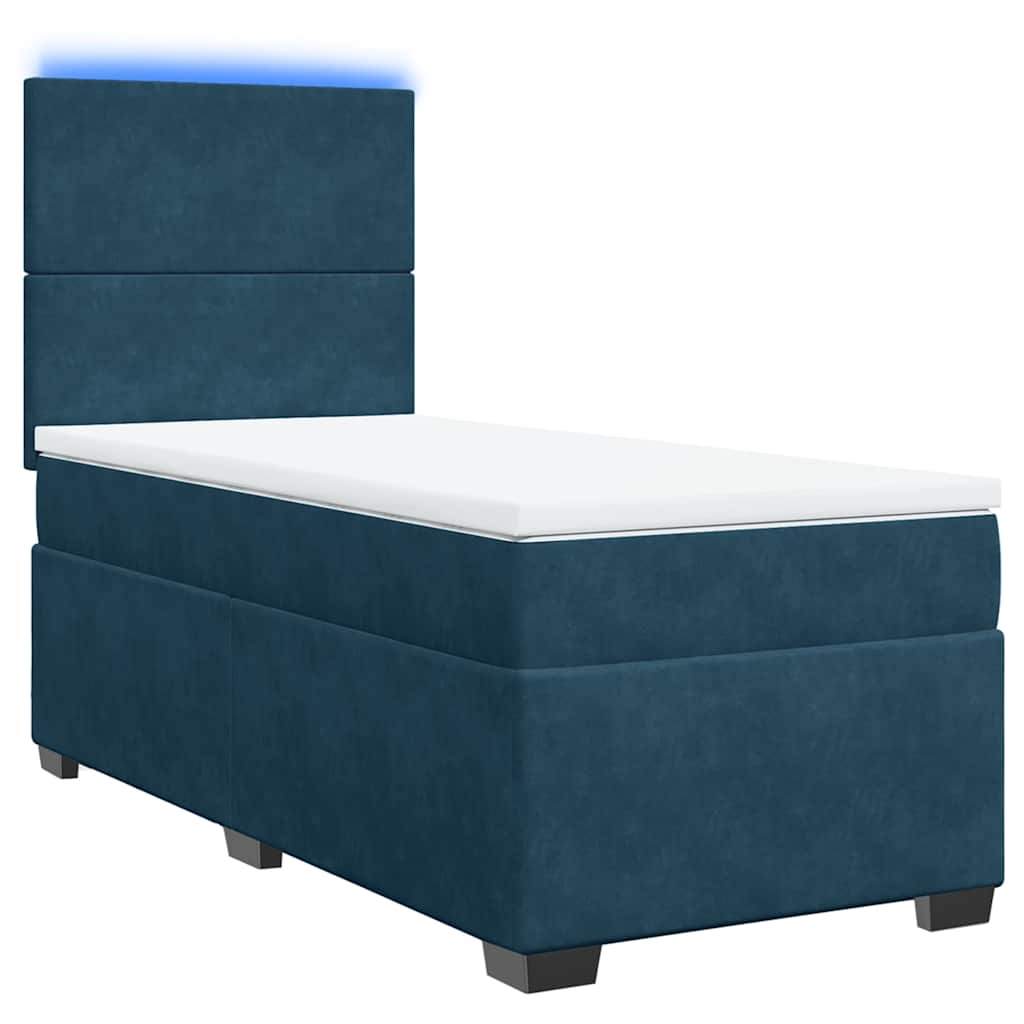 vidaXL Κρεβάτι Boxspring με Στρώμα Μπλε 80 x 200 εκ. Βελούδινο