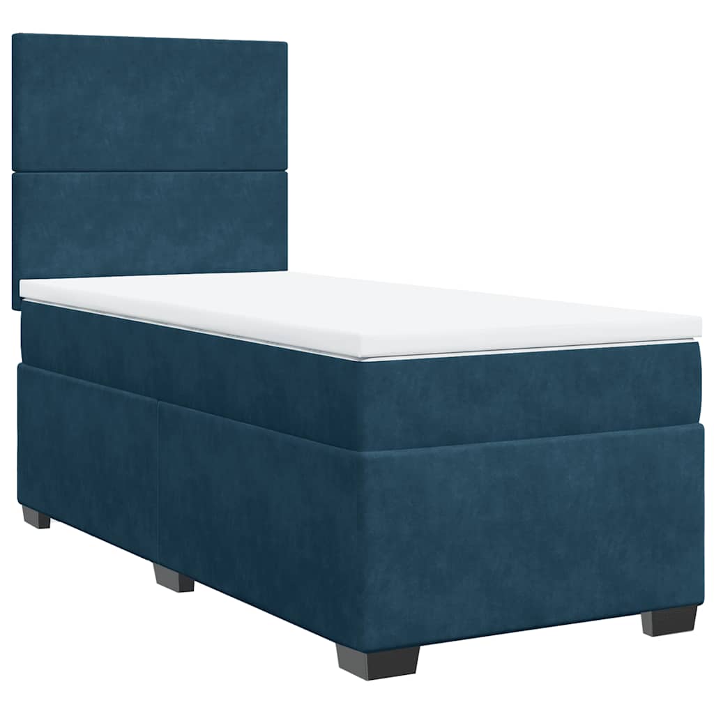 vidaXL Κρεβάτι Boxspring με Στρώμα Μπλε 80 x 200 εκ. Βελούδινο