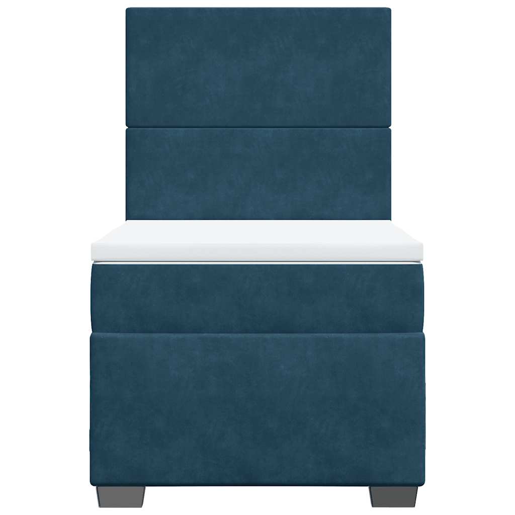 vidaXL Κρεβάτι Boxspring με Στρώμα Μπλε 80 x 200 εκ. Βελούδινο