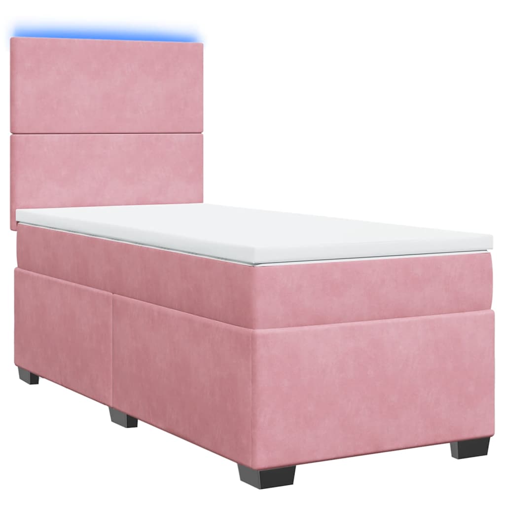 vidaXL Κρεβάτι Boxspring με Στρώμα Ροζ 80 x 200 εκ. Βελούδινο