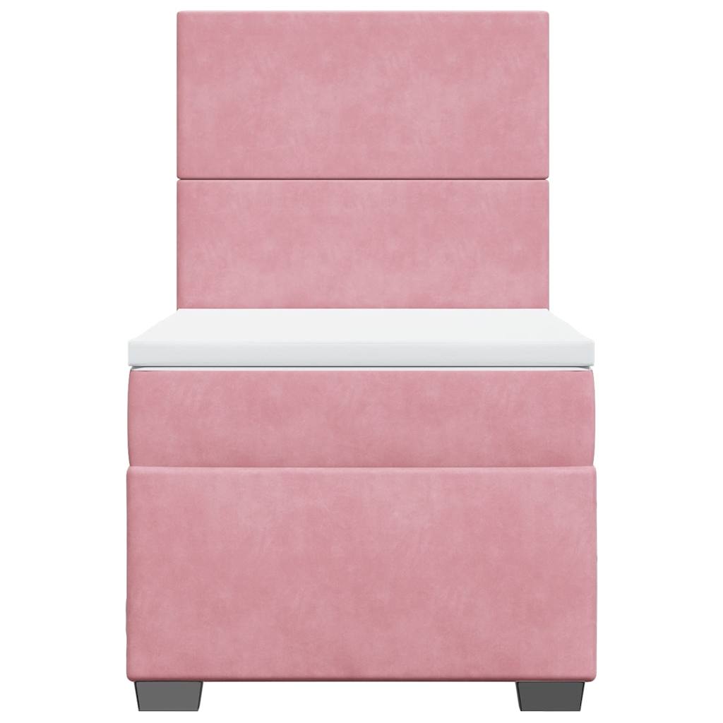vidaXL Κρεβάτι Boxspring με Στρώμα Ροζ 80 x 200 εκ. Βελούδινο