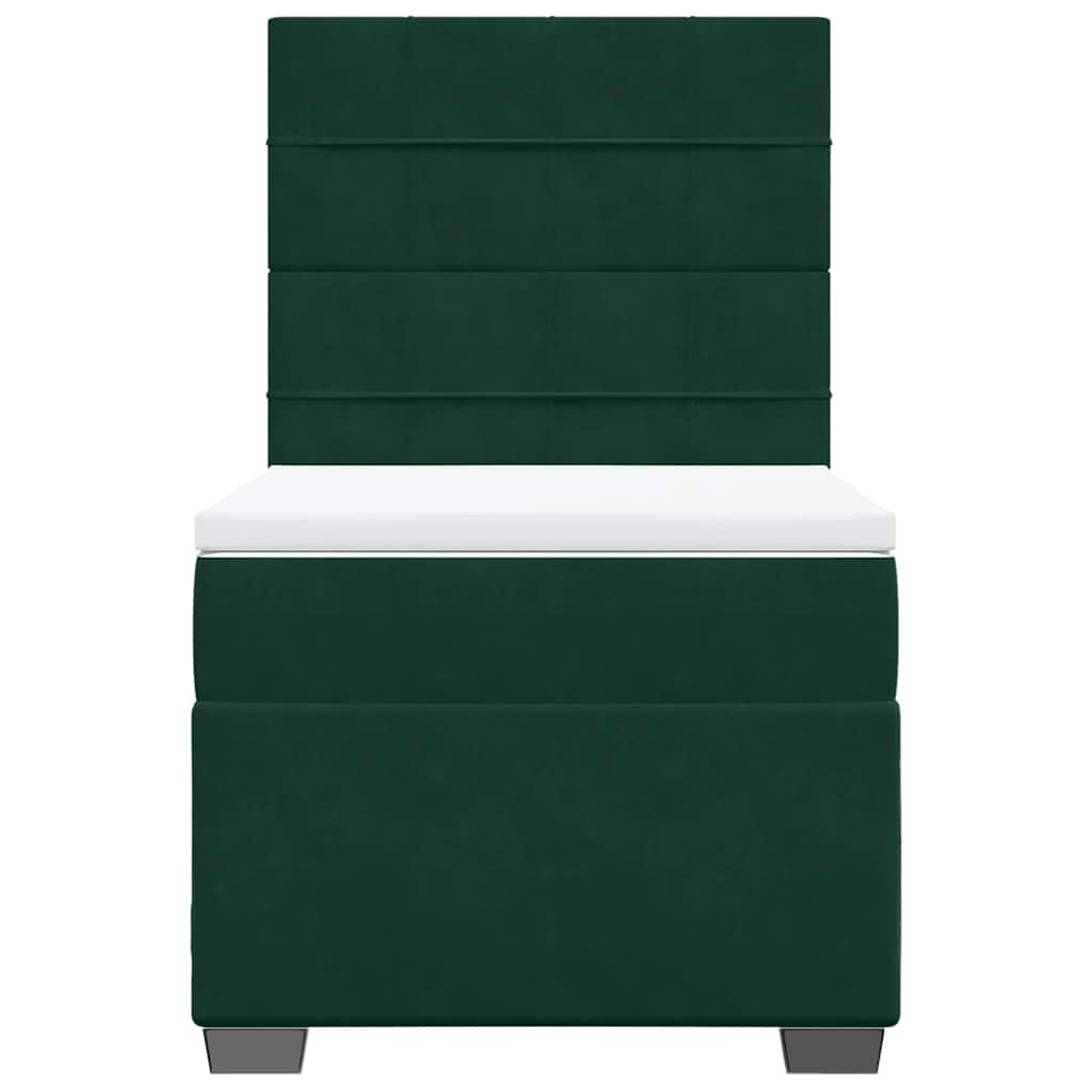 vidaXL Κρεβάτι Boxspring με Στρώμα Σκούρο Πράσινο 80x200 εκ. Βελούδινο