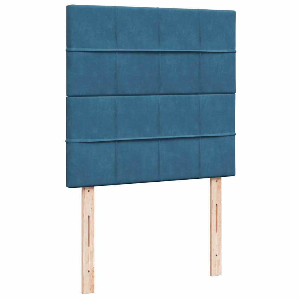 vidaXL Κρεβάτι Boxspring με Στρώμα Μπλε 80 x 200 εκ. Βελούδινο