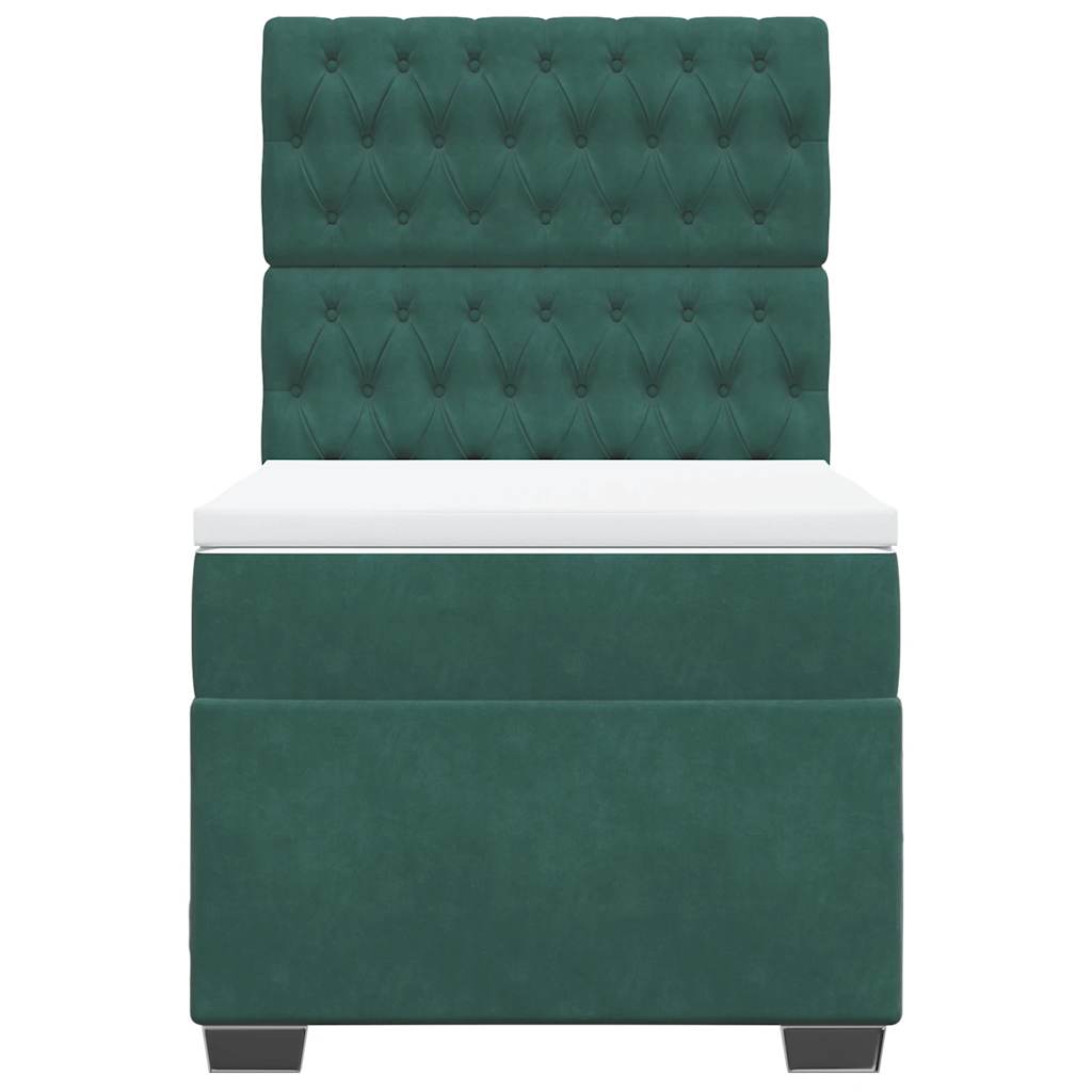 vidaXL Κρεβάτι Boxspring με Στρώμα Σκούρο Πράσινο 80x200 εκ. Βελούδινο