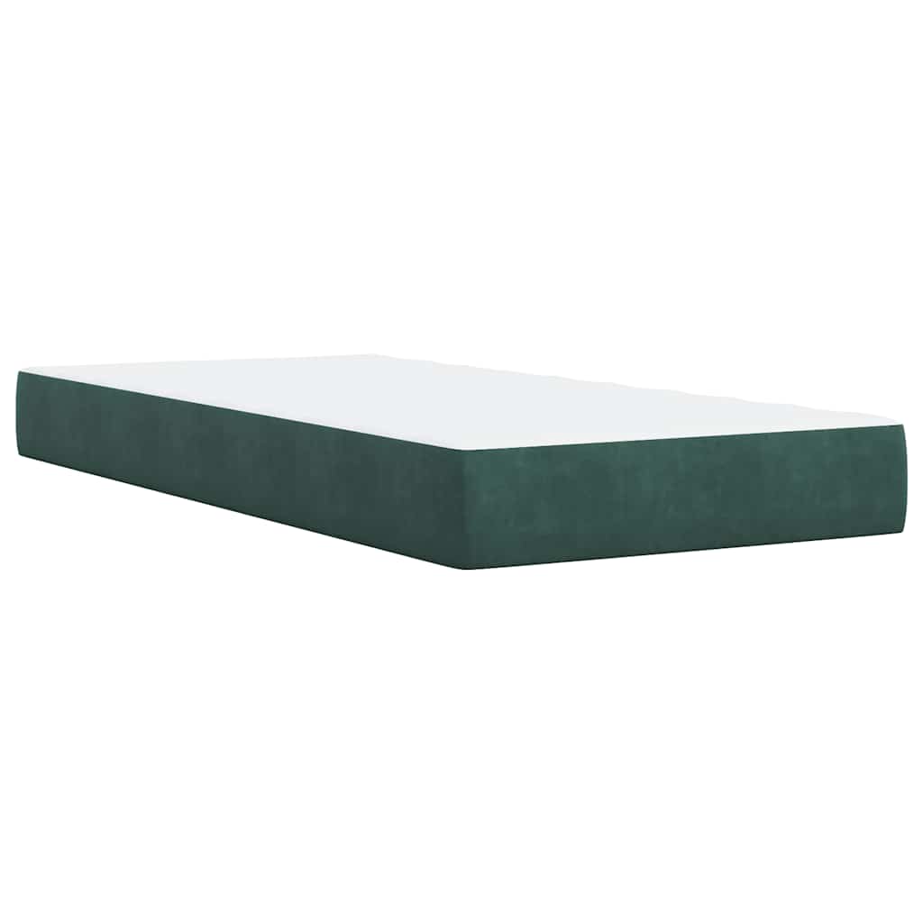 vidaXL Κρεβάτι Boxspring με Στρώμα Σκούρο Πράσινο 80x200 εκ. Βελούδινο