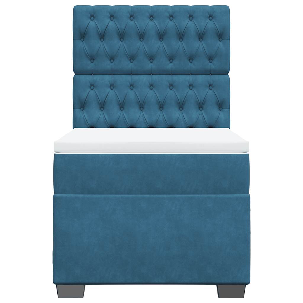 vidaXL Κρεβάτι Boxspring με Στρώμα Μπλε 80 x 200 εκ. Βελούδινο