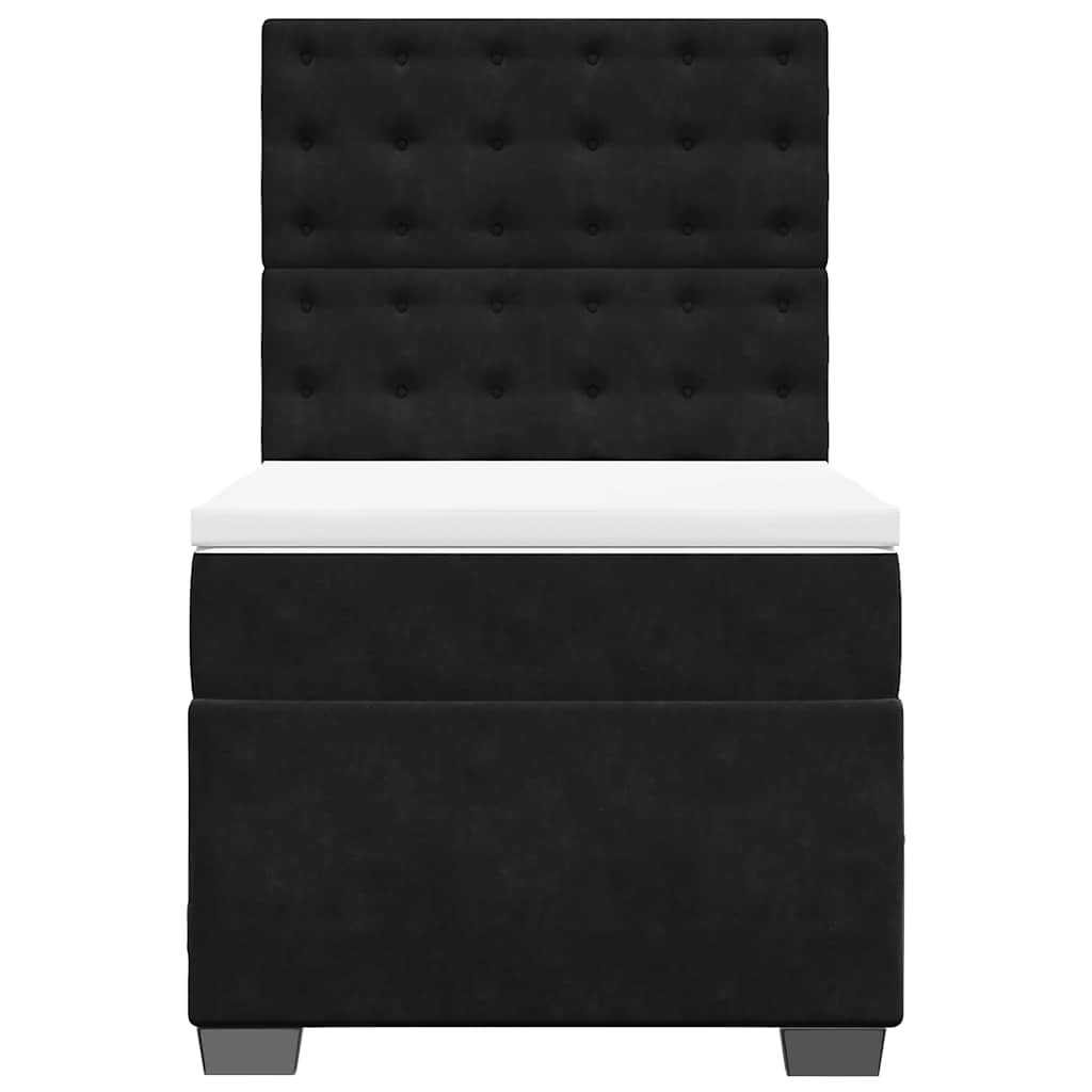 vidaXL Κρεβάτι Boxspring με Στρώμα Μαύρο 80 x 200 εκ. Βελούδινο