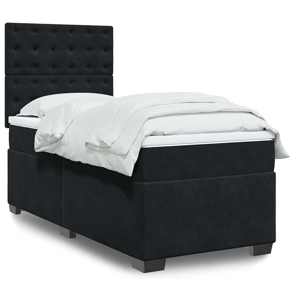 vidaXL Κρεβάτι Boxspring με Στρώμα Μαύρο 80 x 200 εκ. Βελούδινο
