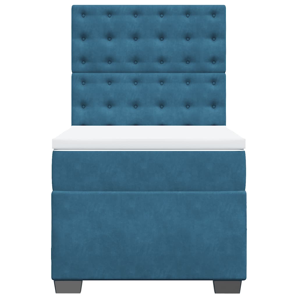 vidaXL Κρεβάτι Boxspring με Στρώμα Μπλε 80 x 200 εκ. Βελούδινο
