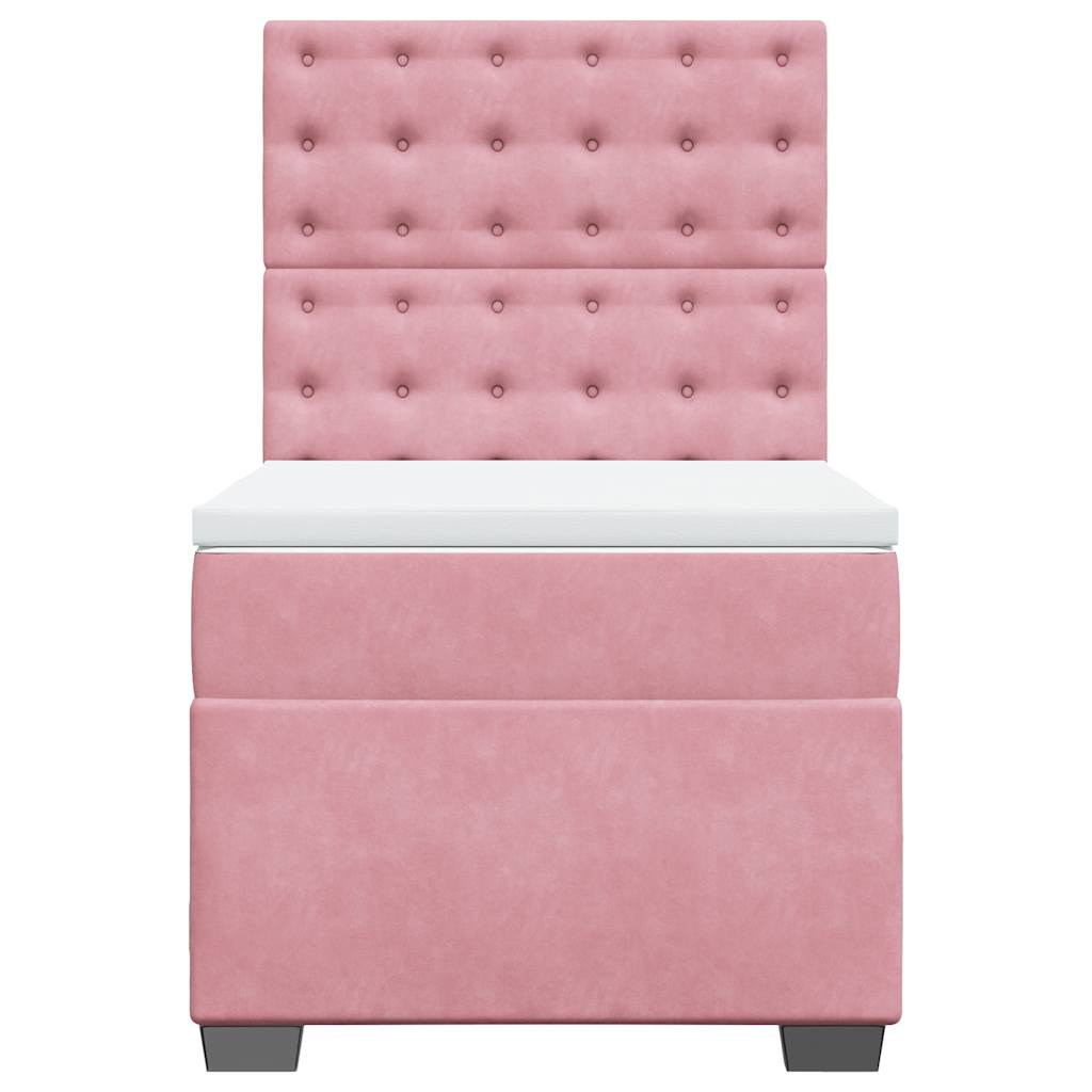 vidaXL Κρεβάτι Boxspring με Στρώμα Ροζ 80 x 200 εκ. Βελούδινο