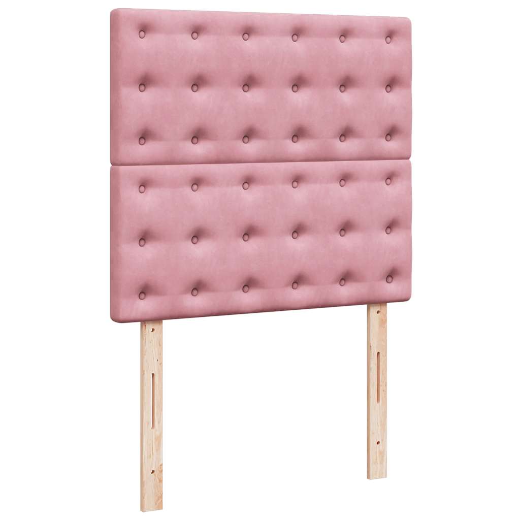 vidaXL Κρεβάτι Boxspring με Στρώμα Ροζ 80 x 200 εκ. Βελούδινο