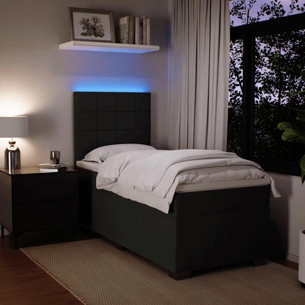 vidaXL Κρεβάτι Boxspring με Στρώμα Μαύρο 90x190 εκ. Βελούδινο