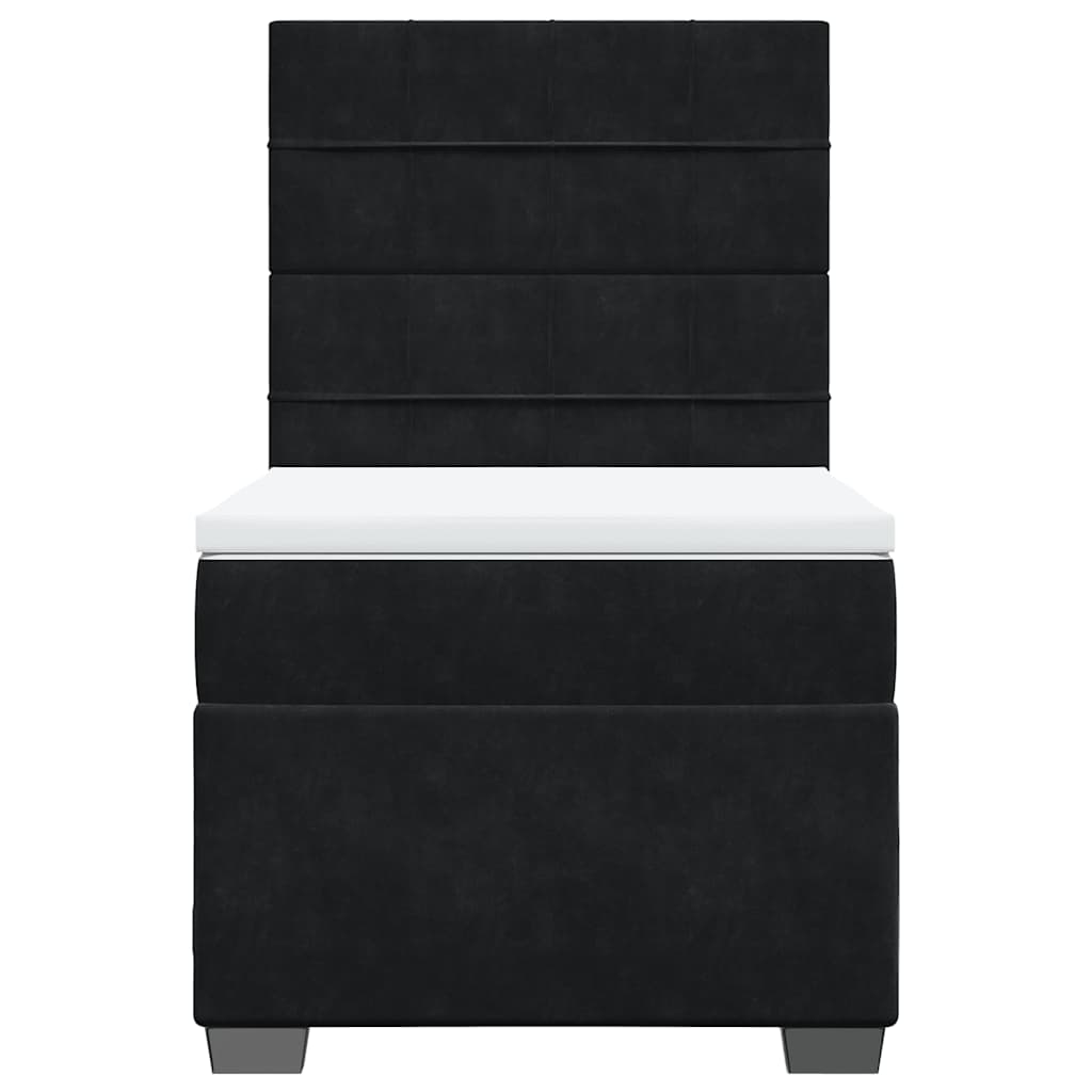 vidaXL Κρεβάτι Boxspring με Στρώμα Μαύρο 90x190 εκ. Βελούδινο