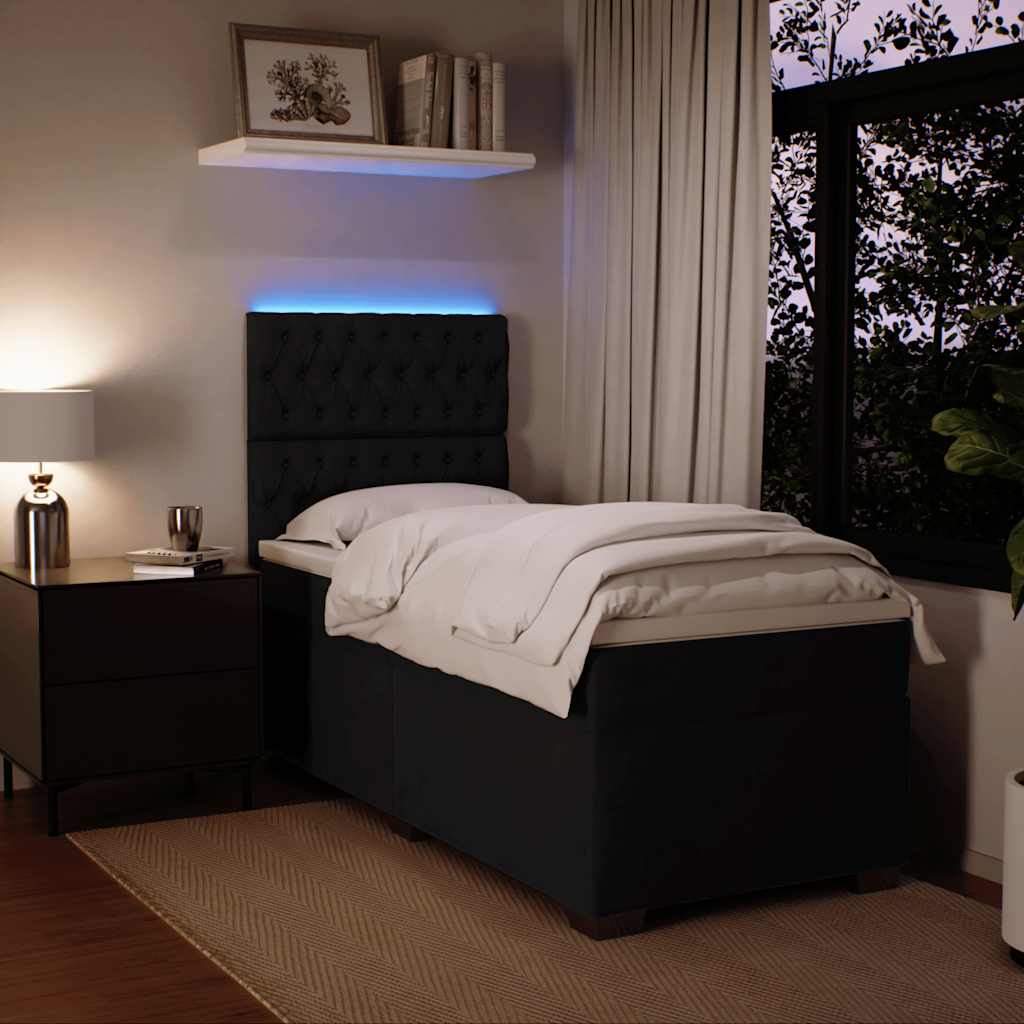 vidaXL Κρεβάτι Boxspring με Στρώμα Μαύρο 90x190 εκ. Βελούδινο